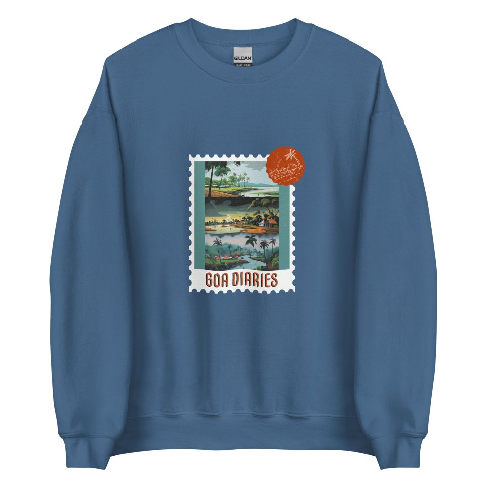 Unisex Crew Neck Sweatshirt Indigo Blue Front 653d448a619a6.jpg