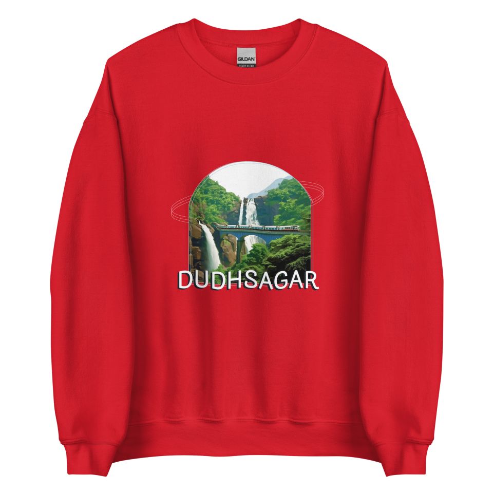 Unisex Crew Neck Sweatshirt Red Front 653cb698b790f.jpg