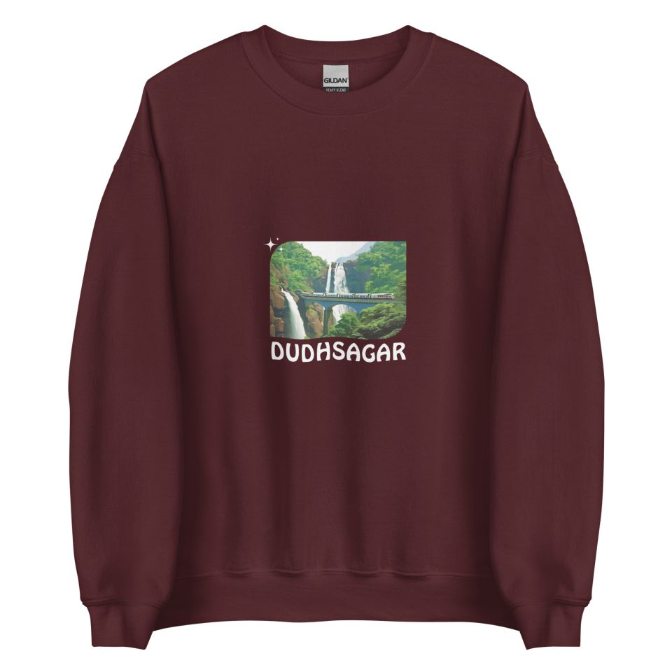 Unisex Crew Neck Sweatshirt Maroon Front 654df0c45e2d0.jpg