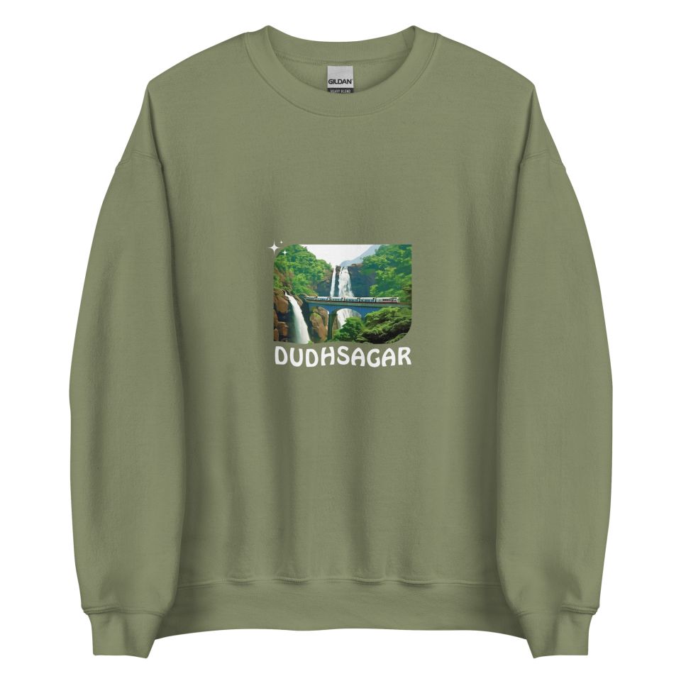 Unisex Crew Neck Sweatshirt Military Green Front 654df0c463258.jpg