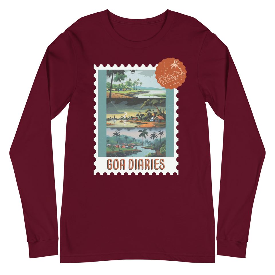 Unisex Long Sleeve Tee Maroon Front 6503f267eac39.jpg